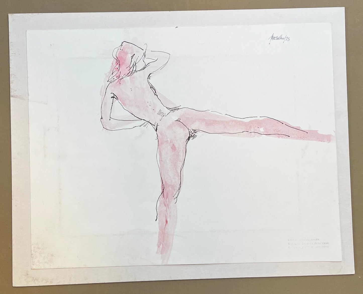 A nude balance study, watercolour, signed, Peter Collis ARCA, 1973