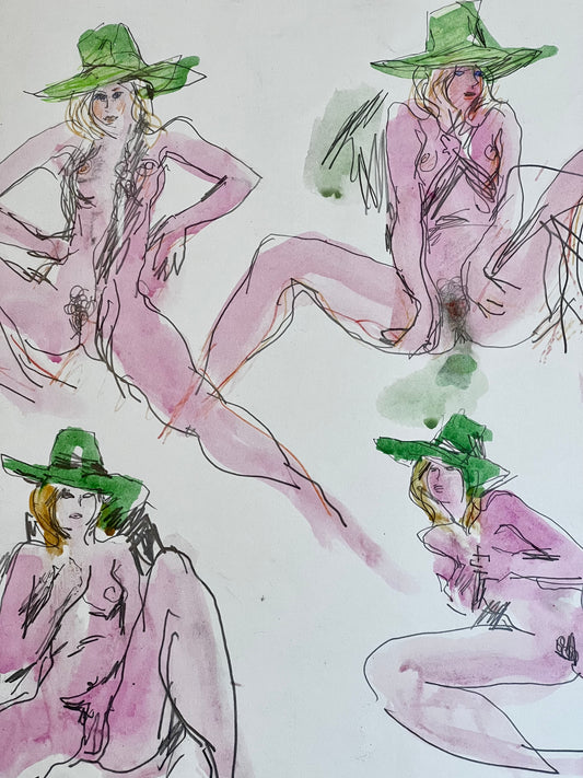 An exotic nude study with hat, signed, Peter Collins ARCA, 1971, Balcombe Galleries
