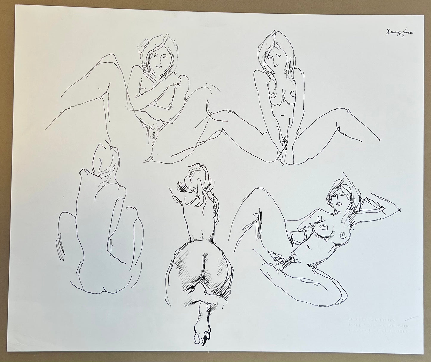 An exotic nude study in ink, signed, Peter Collins ARCA