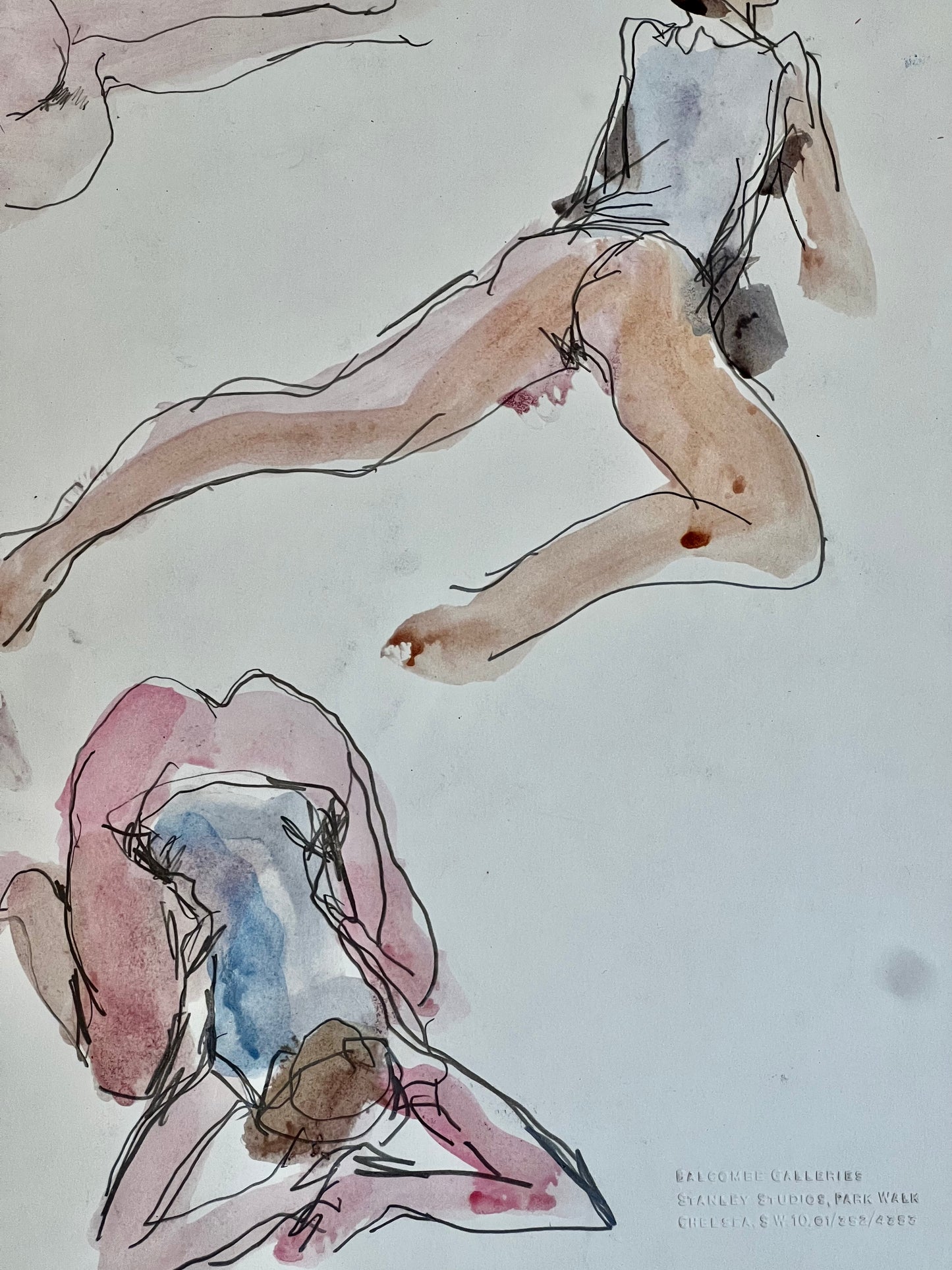 A semi-clothed nude study, watercolour, Peter Collins ARCA, Balcombe Galleries