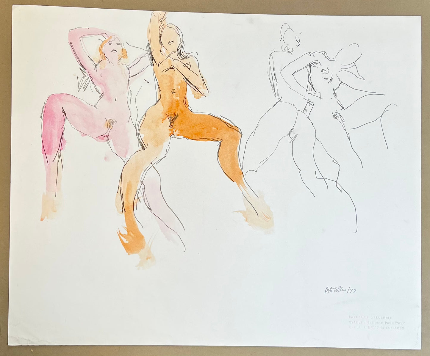 An exotic nude study, watercolour, signed, Peter Collins ARCA, 1972, Chelsea, Balcombe Gallery
