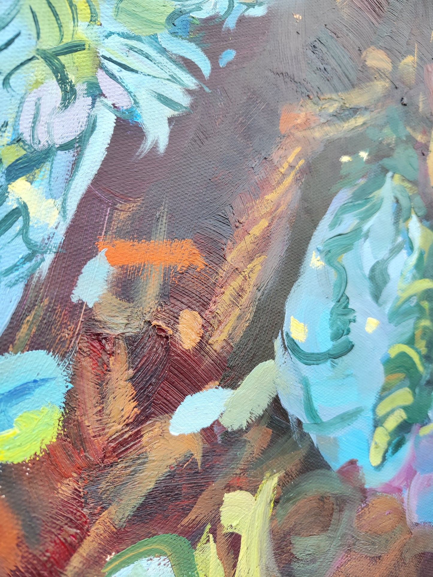 Koi Pool, Xian - Contemporary Chinese Original Oil Painting