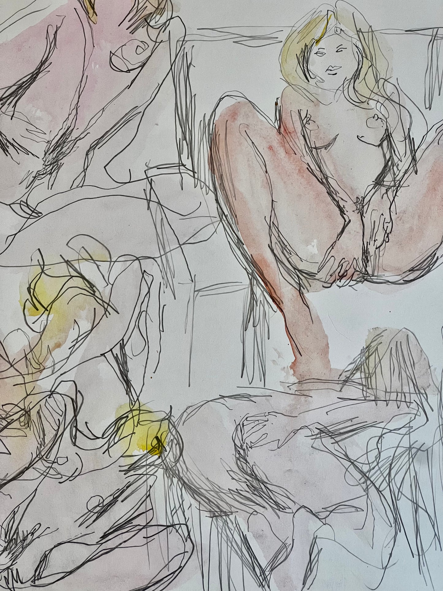 An exotic nude study, pencil & watercolour, Signed, Peter Collins ARCA, 1985, Balcombe Galleries