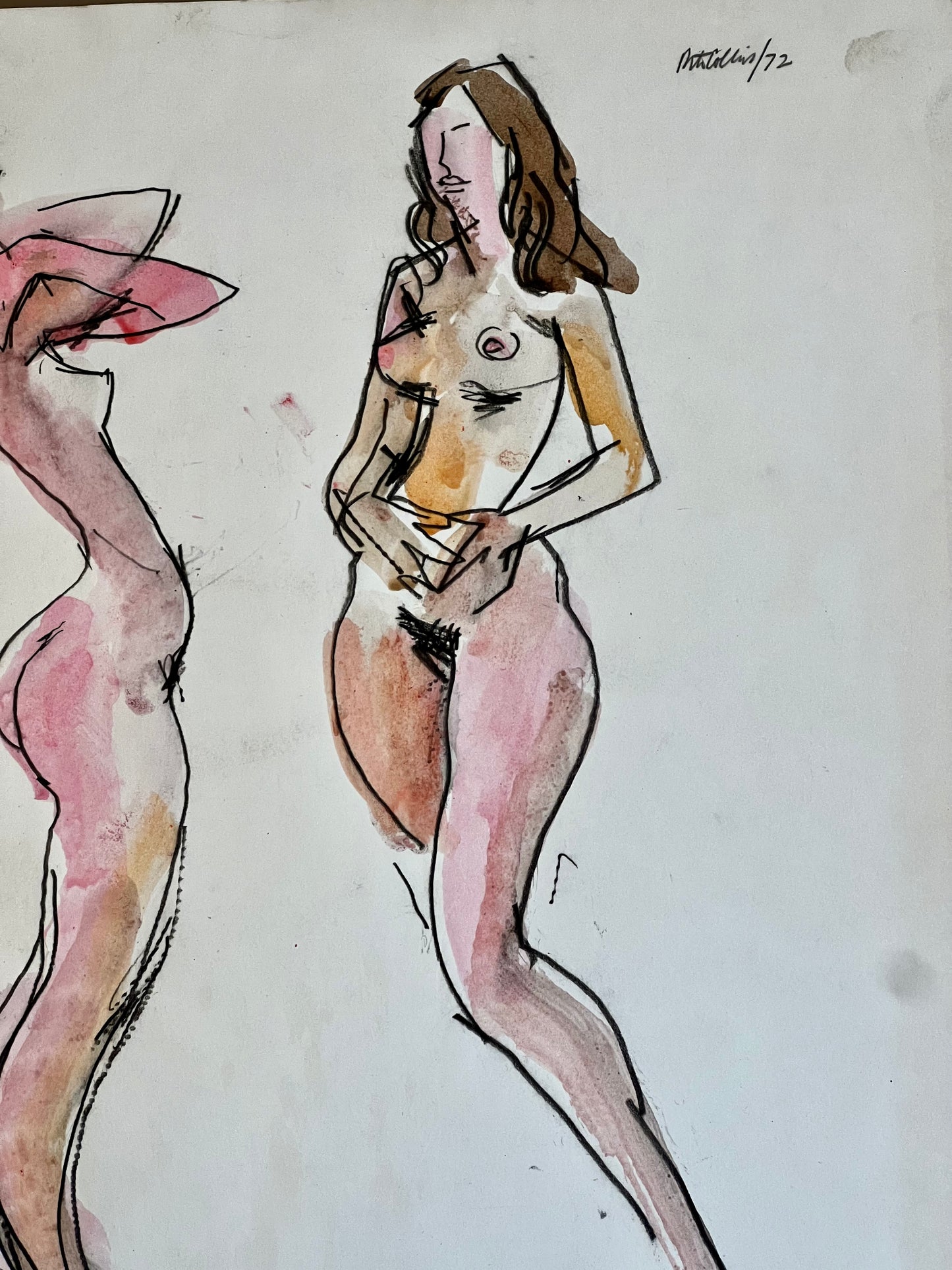 A signed nude study in watercolour by Peter Collins ARCA, 1972