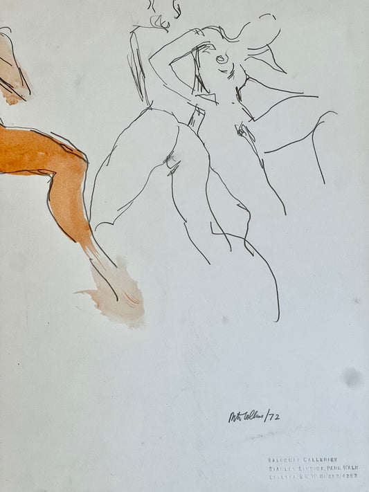 An exotic nude study, watercolour, signed, Peter Collins ARCA, 1972, Chelsea, Balcombe Gallery