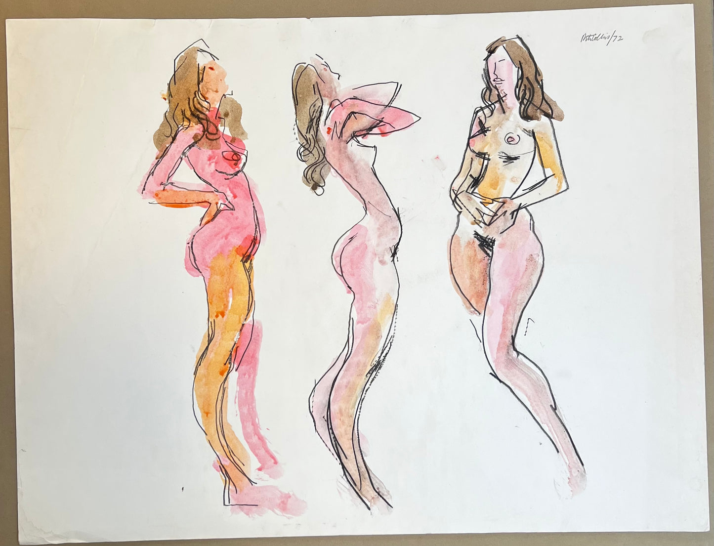 A signed nude study in watercolour by Peter Collins ARCA, 1972