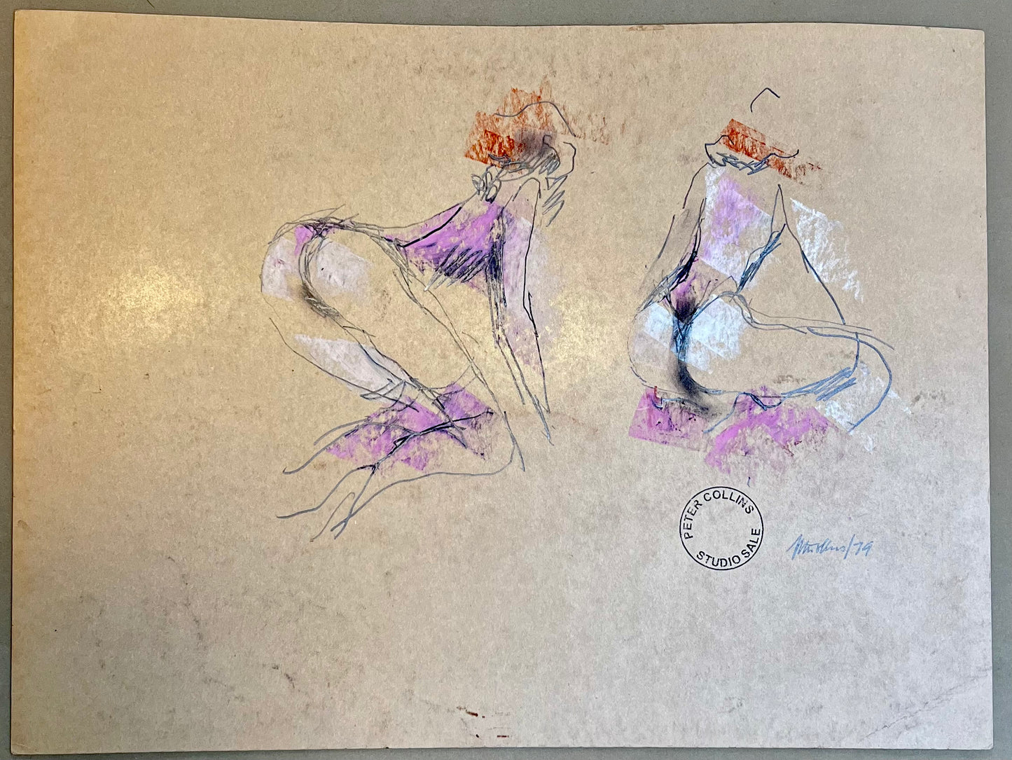 An exotic nude study in pastel, signed, Peter Collins ARCA, 1979, Studio Sale