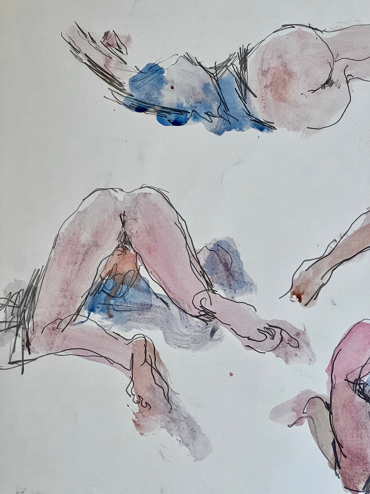 A semi-clothed nude study, watercolour, Peter Collins ARCA, Balcombe Galleries