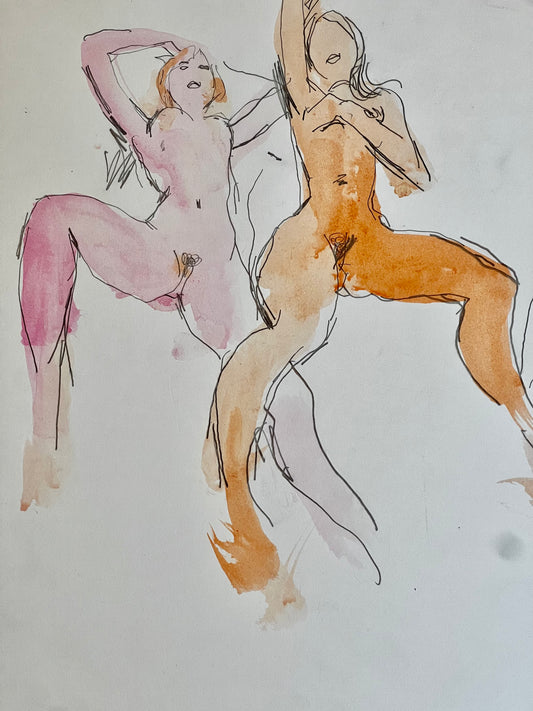 An exotic nude study, watercolour, signed, Peter Collins ARCA, 1972, Chelsea, Balcombe Gallery