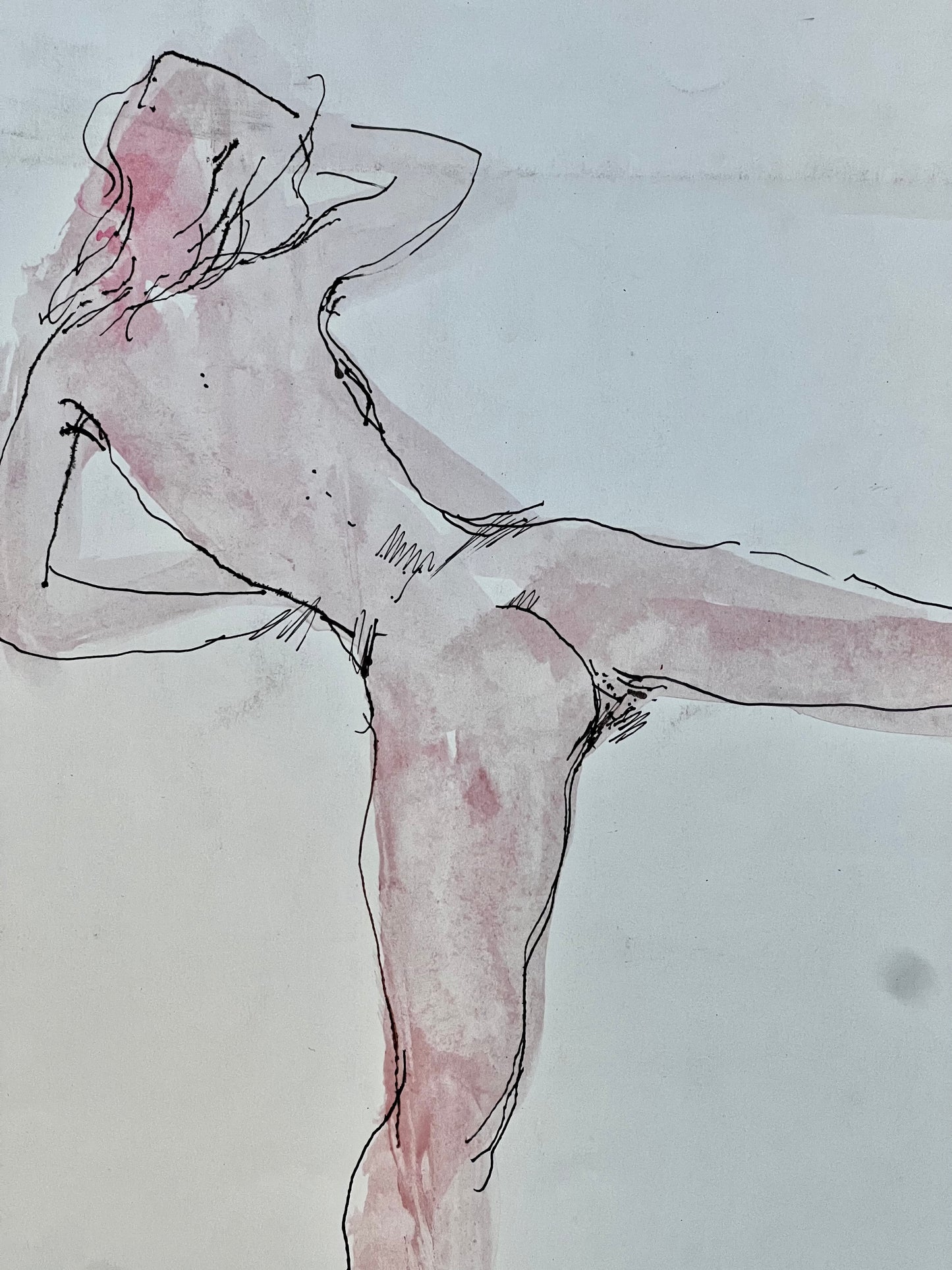 A nude balance study, watercolour, signed, Peter Collis ARCA, 1973