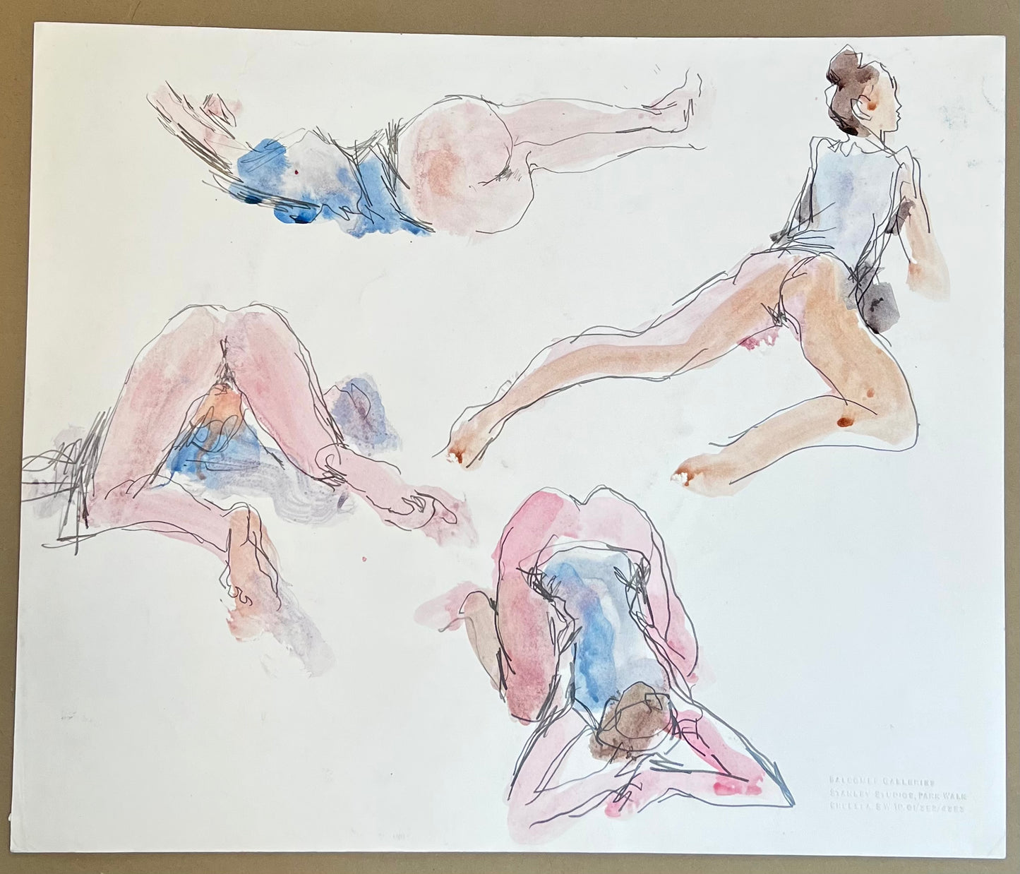A semi-clothed nude study, watercolour, Peter Collins ARCA, Balcombe Galleries