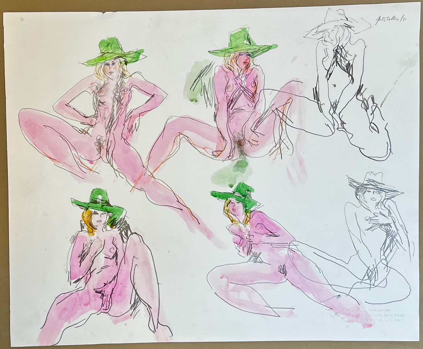 An exotic nude study with hat, signed, Peter Collins ARCA, 1971, Balcombe Galleries