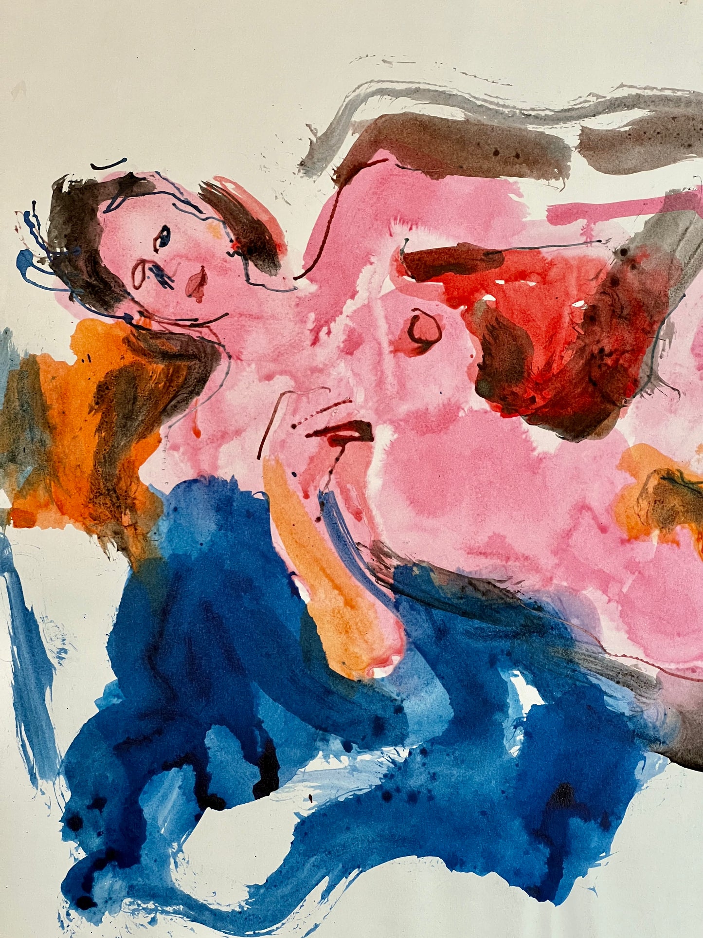 A reclining nude study, watercolour, Peter Collins ARCA