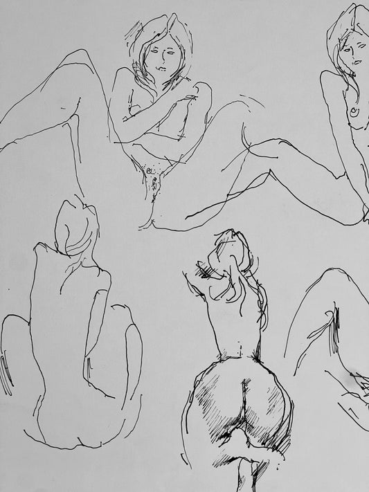 An exotic nude study in ink, signed, Peter Collins ARCA