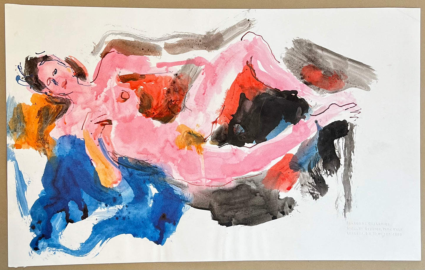 A reclining nude study, watercolour, Peter Collins ARCA