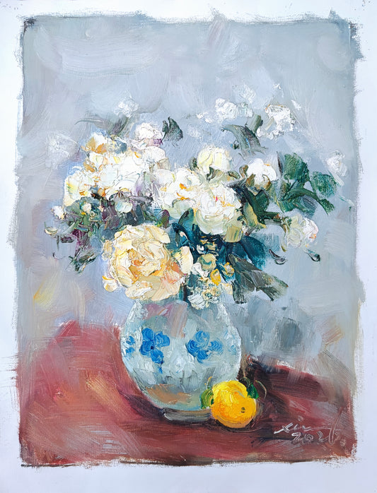 Floral Still Life, Xia (2026) - Contemporary Chinese Original Oil Painting